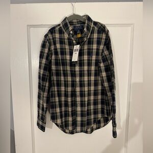 Ralph Lauren Kids Navy and Cream Plaid Button Down Shirt